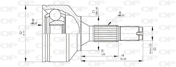 OPEN PARTS Шарнирный комплект, приводной вал CVJ5668.10